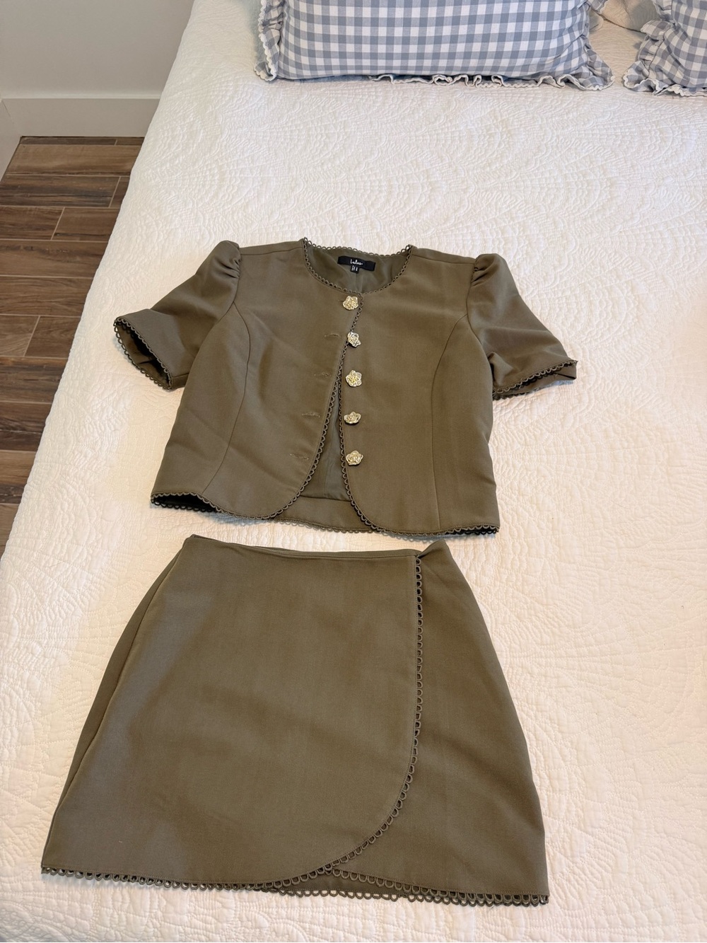 Lulu's Olive Green Two-Piece Mini Skirt Set